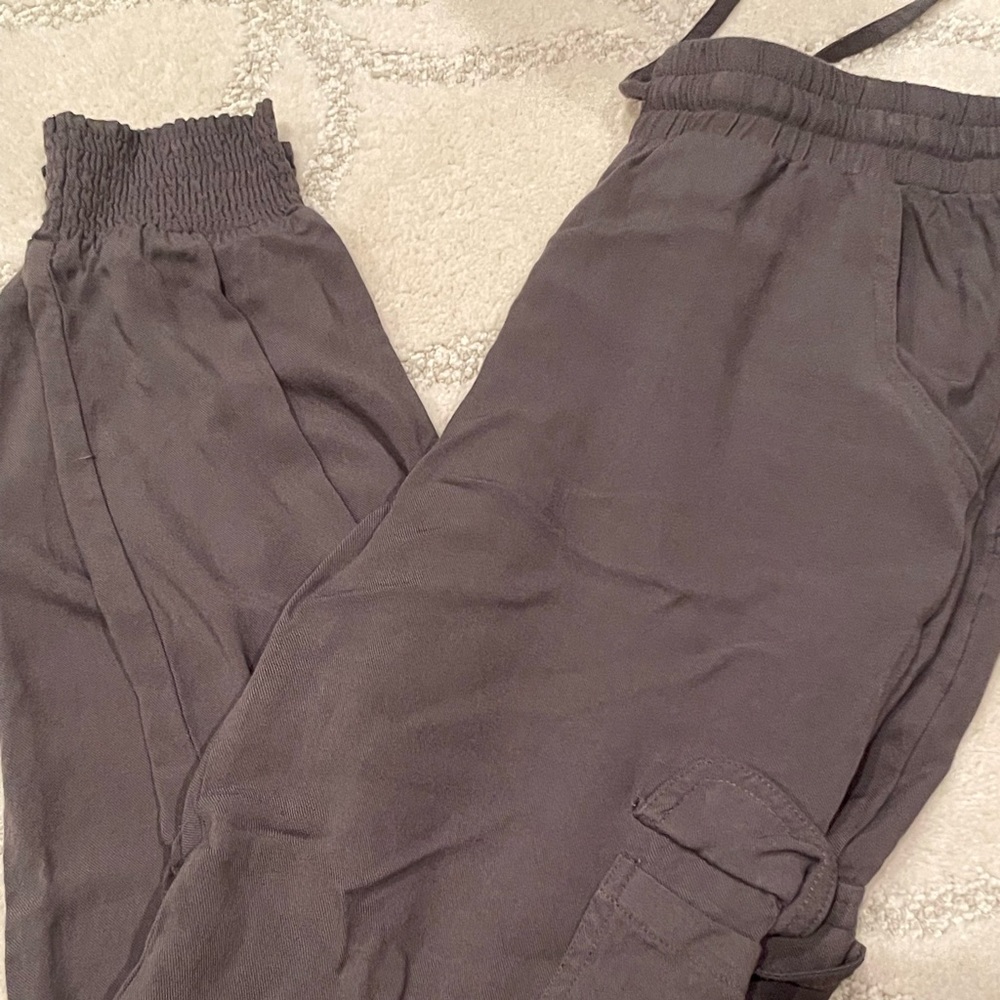 Lascana size 2 comfy, cotton, drawstring, grey, cargo pants
